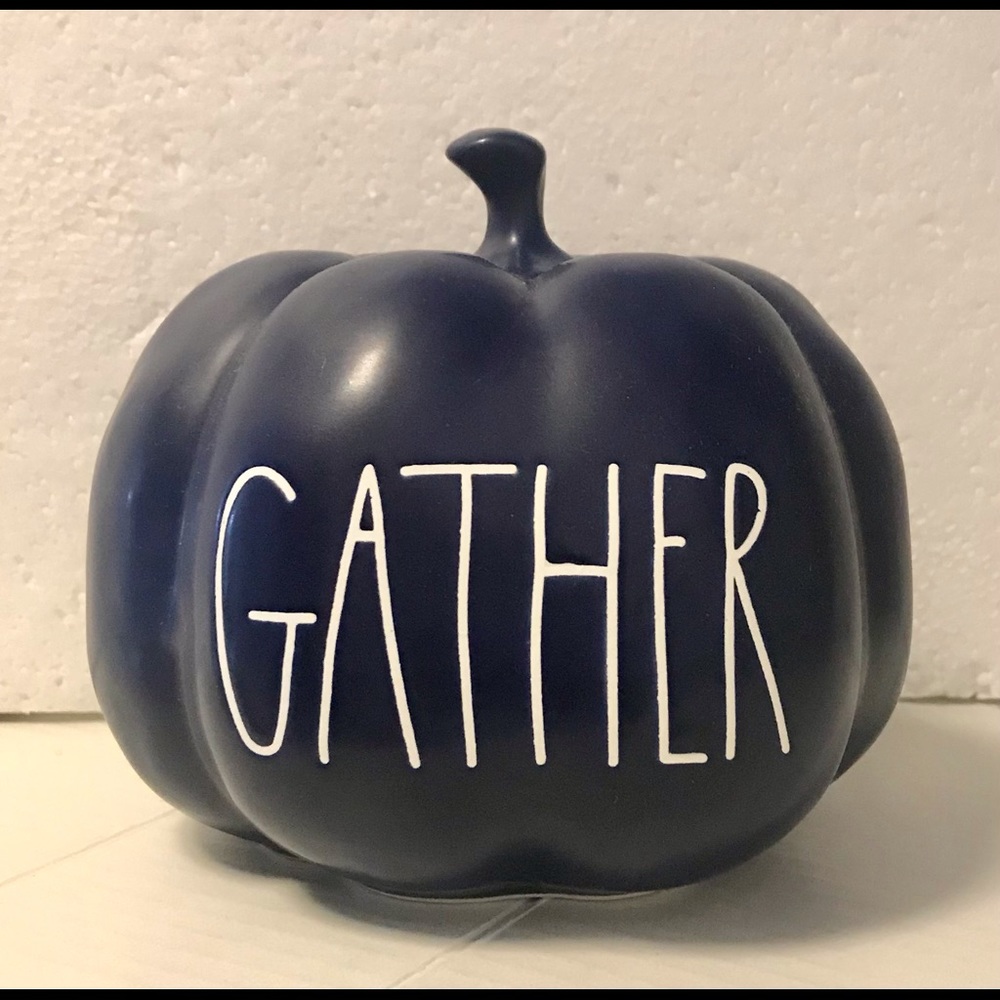 Rae Dunn GATHER Mini Blue Pumpkin Autumn Decor